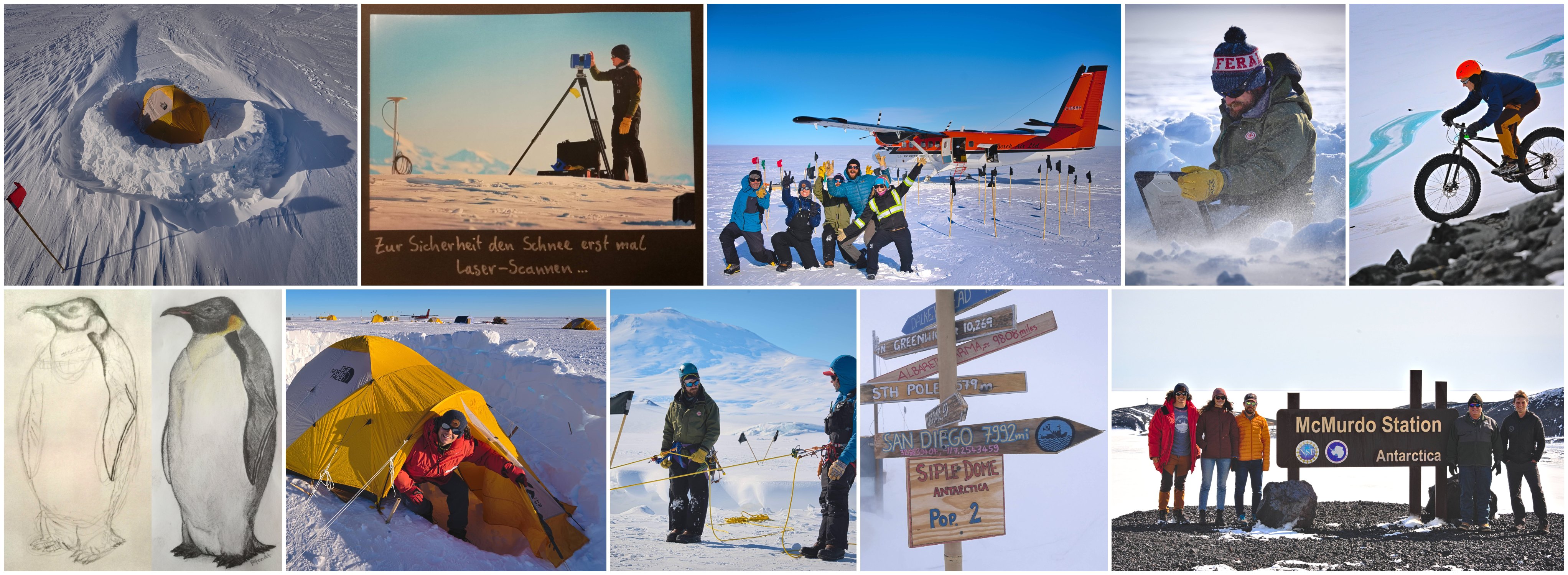 philipp arndt SALSA Antarctica subglacial lakes field work banner showing McMurdo Station and Siple Dome